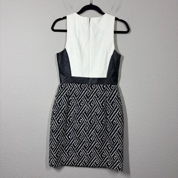 4. Collective 4 Chelsea Tweed Sheath Dress Ivory Black Geometric Sleeveless - Picture 2 of 9